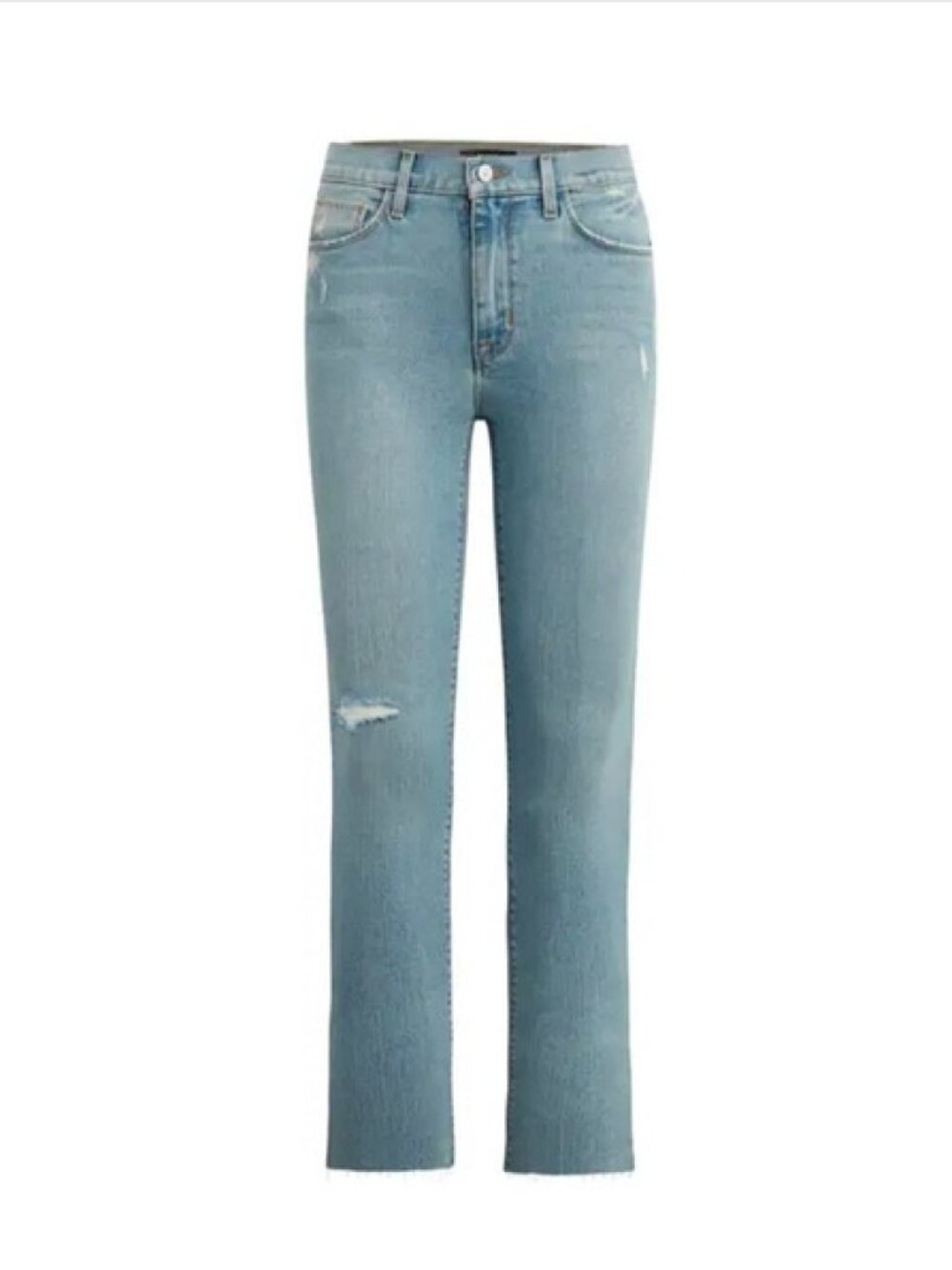 Noa Distressed Mid Rise Straight Ankle Crop Jeans 26